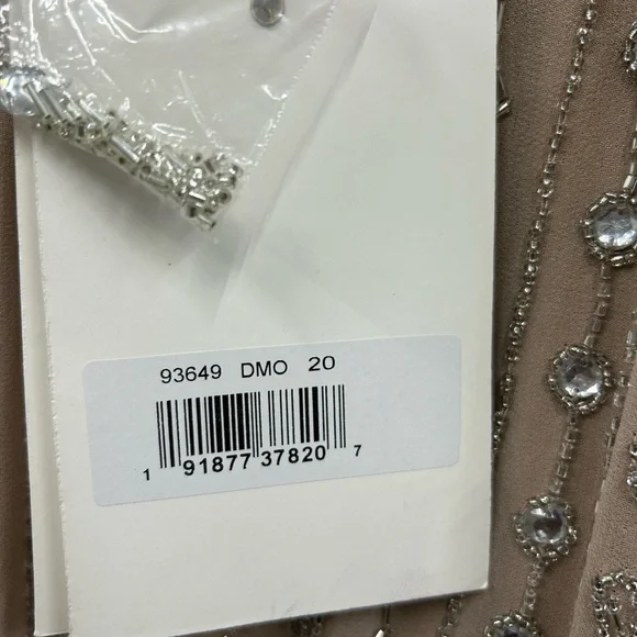 *Flawed Mac Duggal 93649 NWT Beige Embellished Midi Dress - Picture 6 of 6